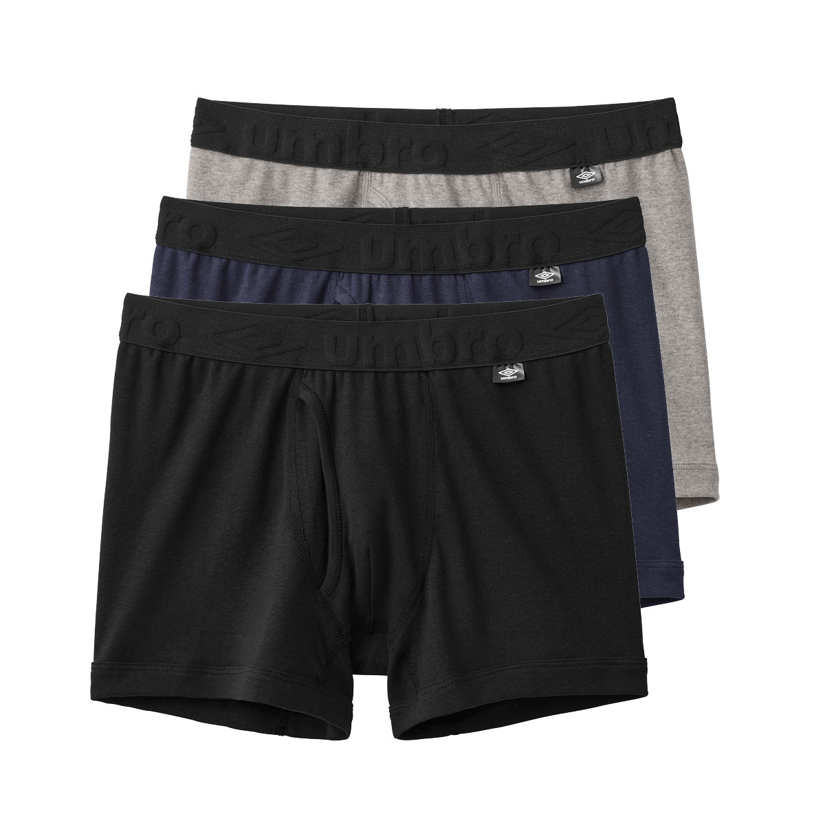 アンブロ UMBRO 3P ボクサーパンツ 3枚組 メンズ ソリッド コットン 前あき 綿100％(Set2-M)