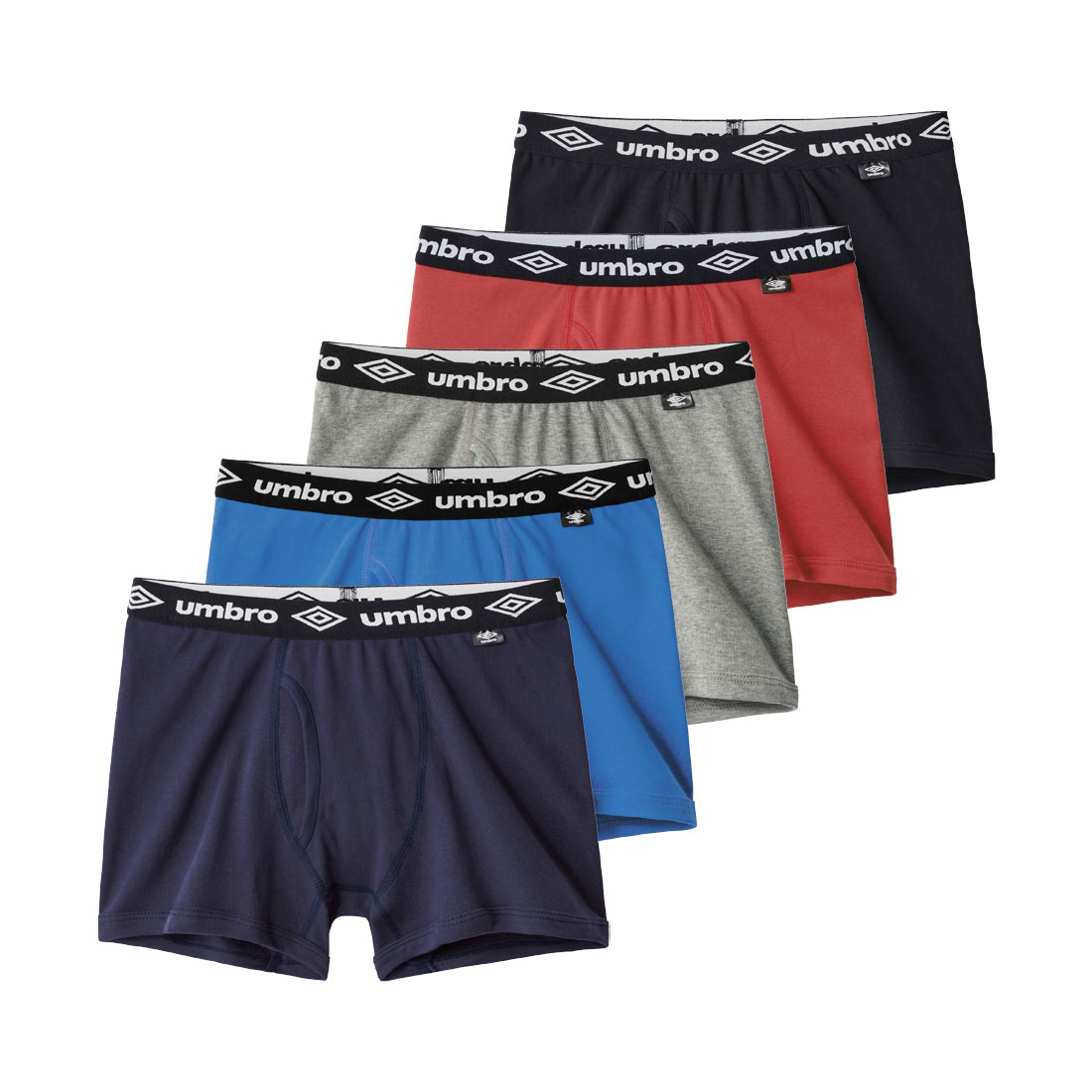 アンブロ UMBRO 5P キッズ ジュニア 男の子 男児 ボクサーパンツ 5枚組 身生地綿100％ 前あき 140-170(Set-140)