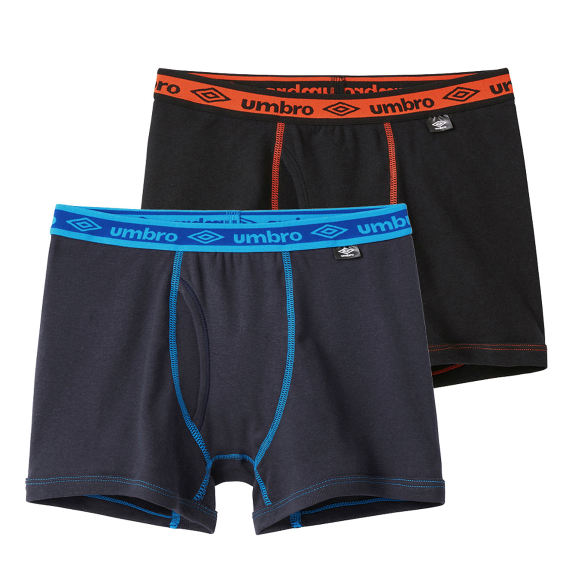 アンブロ UMBRO キッズ ジュニア ボクサーパンツ 2枚セット ボーイズ 男の子 前あき 綿100％(Set2-110)