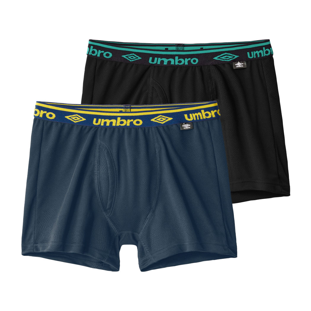 アンブロ UMBRO 2P キッズ ジュニア 男の子 男児 ボクサーパンツ 2枚組 前あき メッシュ編み 吸汗速乾 140-170(Set-140)