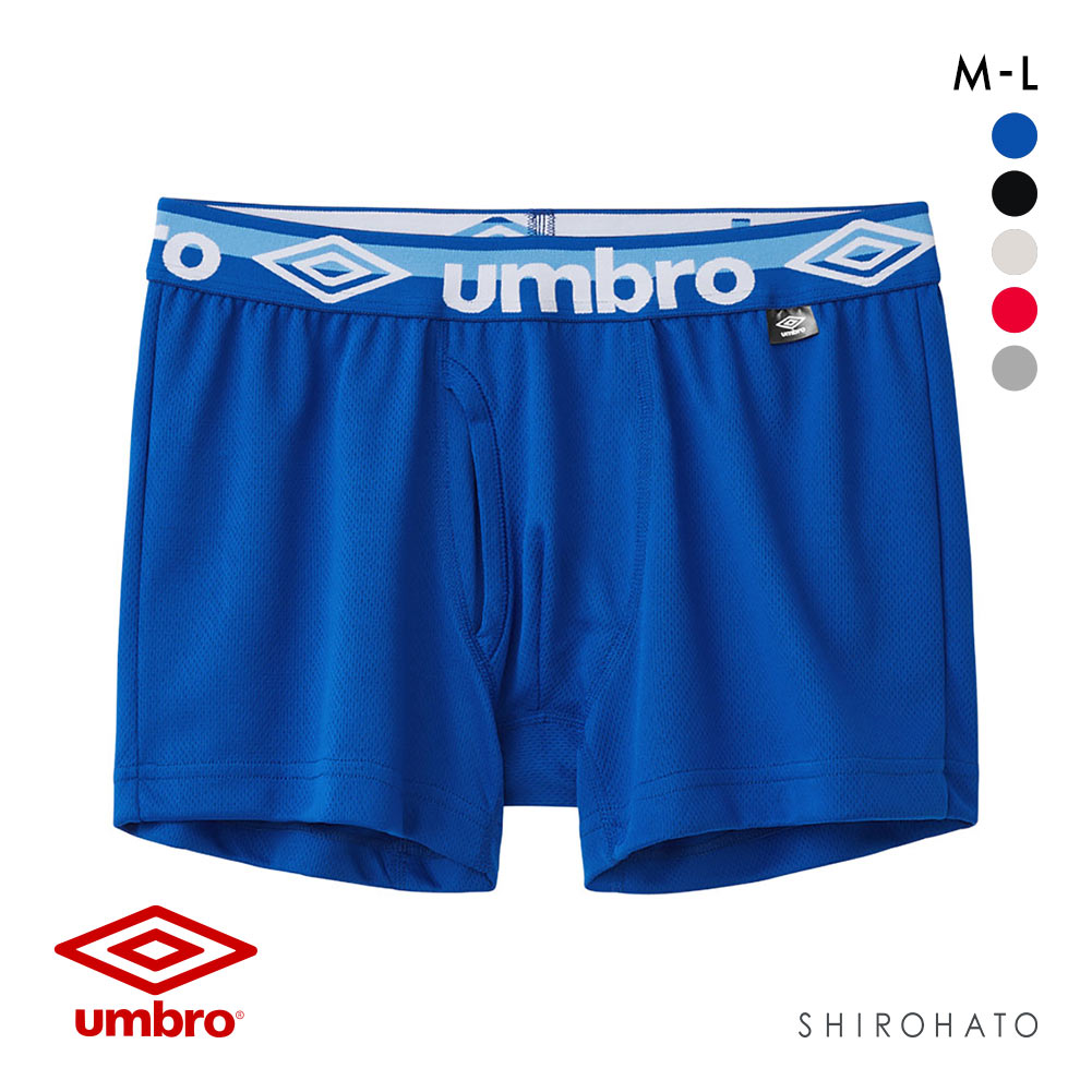 アンブロ UMBRO ボクサーパンツ メンズ ソリッド メッシュ 前あき 吸汗速乾(NV-ネイビー-M)