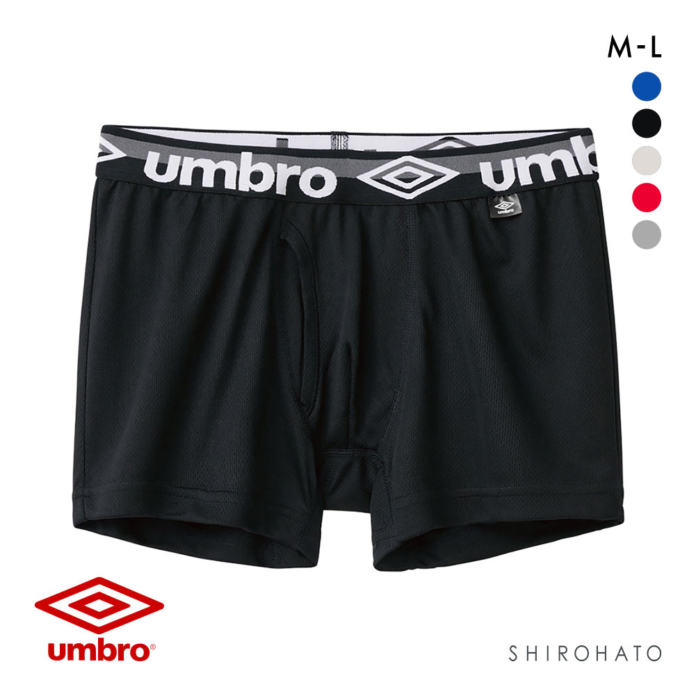 アンブロ UMBRO ボクサーパンツ メンズ ソリッド メッシュ 前あき 吸汗速乾(BK-ブラック-M)