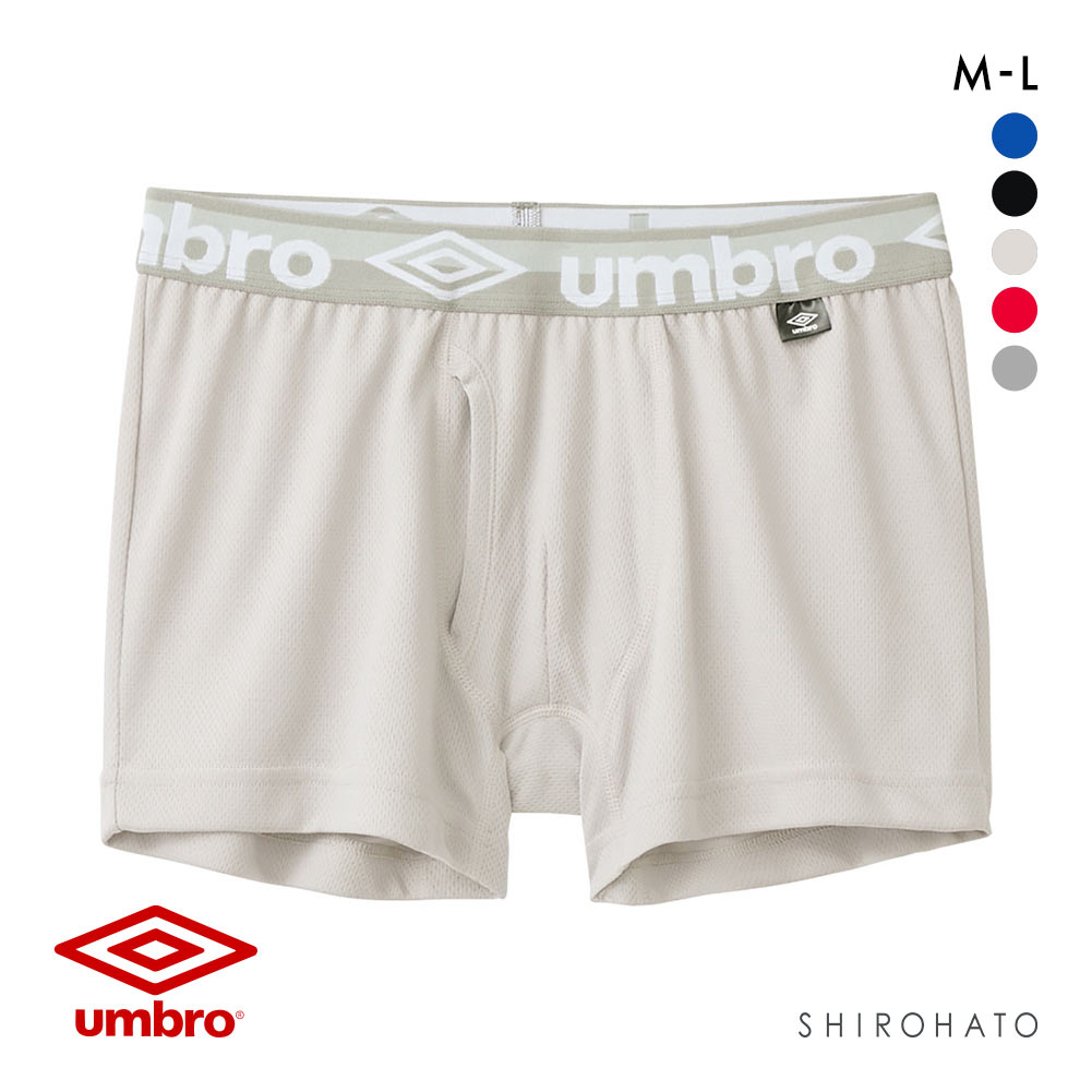 アンブロ UMBRO ボクサーパンツ メンズ ソリッド メッシュ 前あき 吸汗速乾(LGY-薄グレー-M)