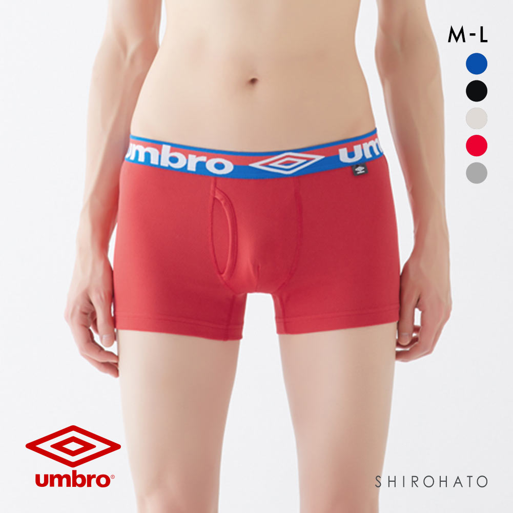 アンブロ UMBRO ボクサーパンツ メンズ ソリッド メッシュ 前あき 吸汗速乾(RE-レッド-M)