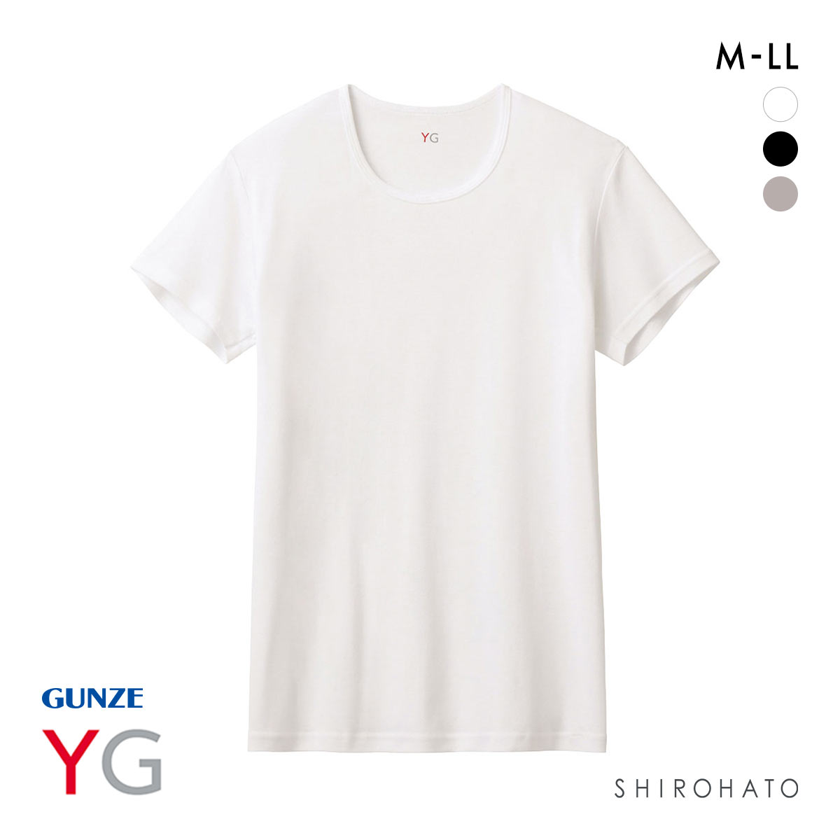 グンゼ GUNZE ワイジー YG ネクストラ NextRA+ DRY∞DEO クルーネック Tシャツ メンズ 半袖 綿100％ 吸汗速乾 汗臭ケア(WH-ホワイト-M)
