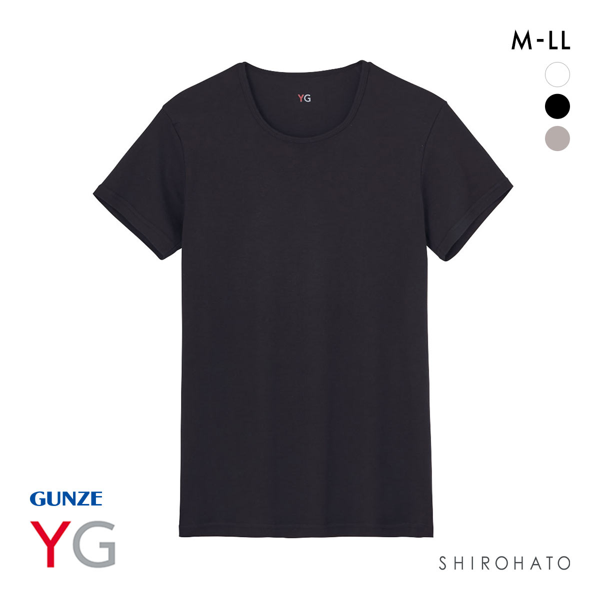 グンゼ GUNZE ワイジー YG ネクストラ NextRA+ DRY∞DEO クルーネック Tシャツ メンズ 半袖 綿100％ 吸汗速乾 汗臭ケア(BK-ブラック-M)