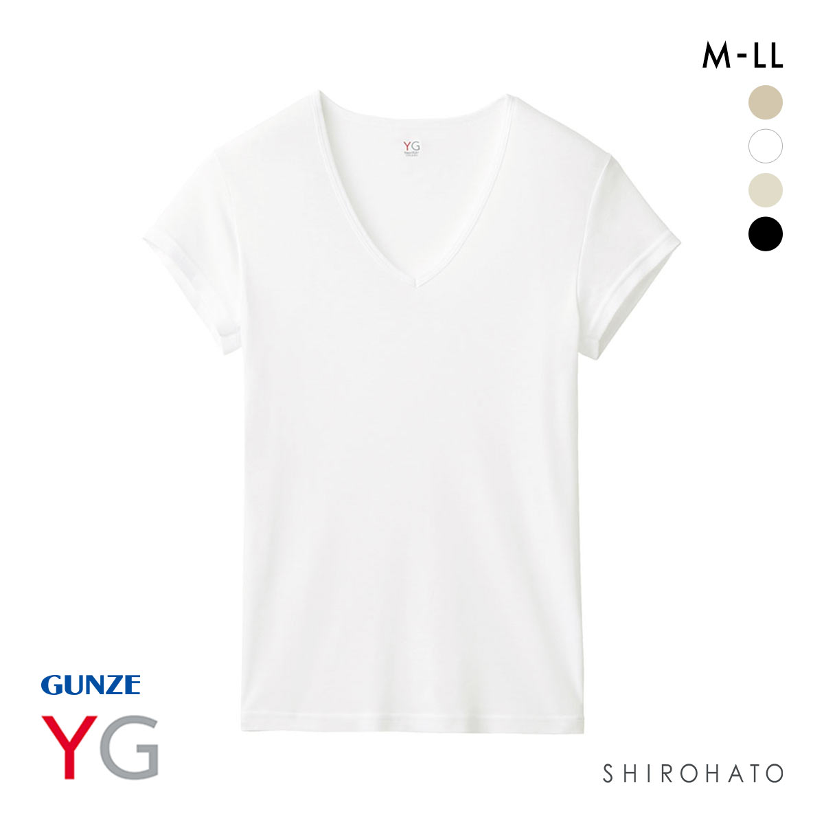 グンゼ GUNZE ワイジー YG ネクストラ NextRA+ COOL 汗取り付き Vネック Tシャツ メンズ 半袖 綿100％ 天然冷感 消臭(WH-ホワイト-M)