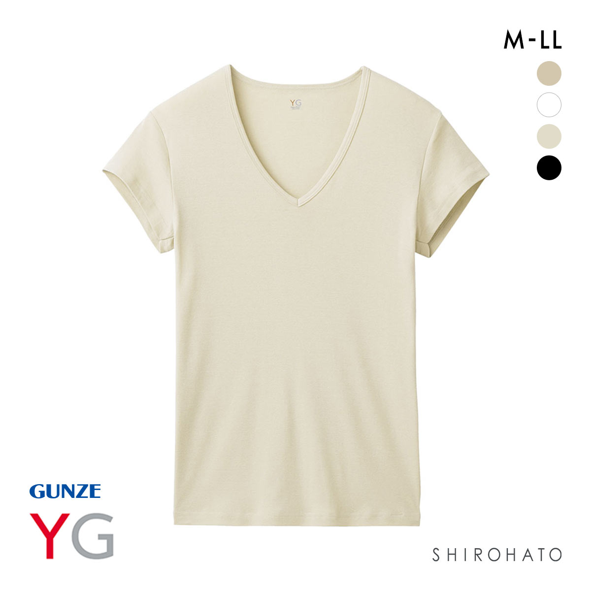グンゼ GUNZE ワイジー YG ネクストラ NextRA+ COOL 汗取り付き Vネック Tシャツ メンズ 半袖 綿100％ 天然冷感 消臭(LGY-薄グレー-M)