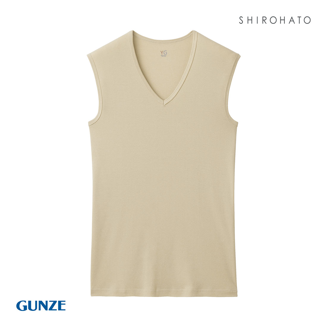 グンゼ GUNZE ワイジー YG ネクストラ NextRA+ COOL Vネック スリーブレスシャツ メンズ 綿100％ 天然冷感 消臭(PAB-ペールベージュ-M)