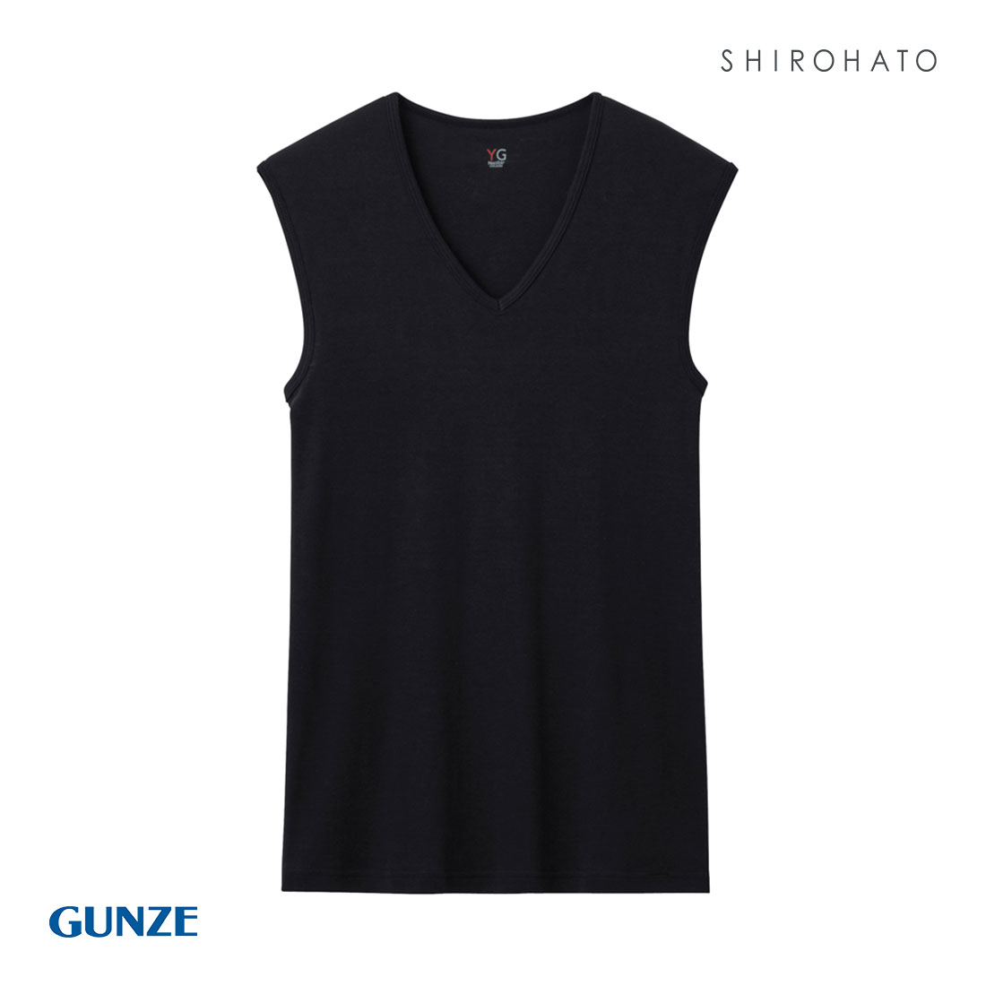 グンゼ GUNZE ワイジー YG ネクストラ NextRA+ COOL Vネック スリーブレスシャツ メンズ 綿100％ 天然冷感 消臭(BK-ブラック-M)
