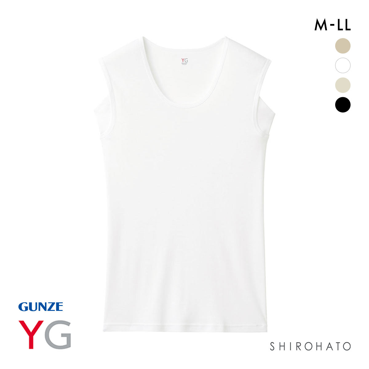 グンゼ GUNZE ワイジー YG ネクストラ NextRA+ COOL 汗取り付き クルーネック スリーブレスシャツ メンズ 綿100％ 消臭(WH-ホワイト-M)