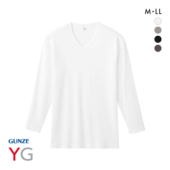 グンゼ GUNZE ワイジー YG ネクストラ NextRA+ WARM∞DEO Vネック ロングスリーブシャツ メンズ 綿100％ 発熱綿 抗菌ブロック