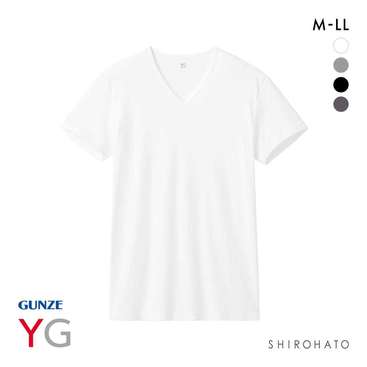 グンゼ GUNZE ワイジー YG ネクストラ NextRA+ WARM∞DEO Vネック Tシャツ メンズ 半袖 綿100％ 発熱綿 抗菌ブロック 吸湿発熱(WH-ホワイト-M)