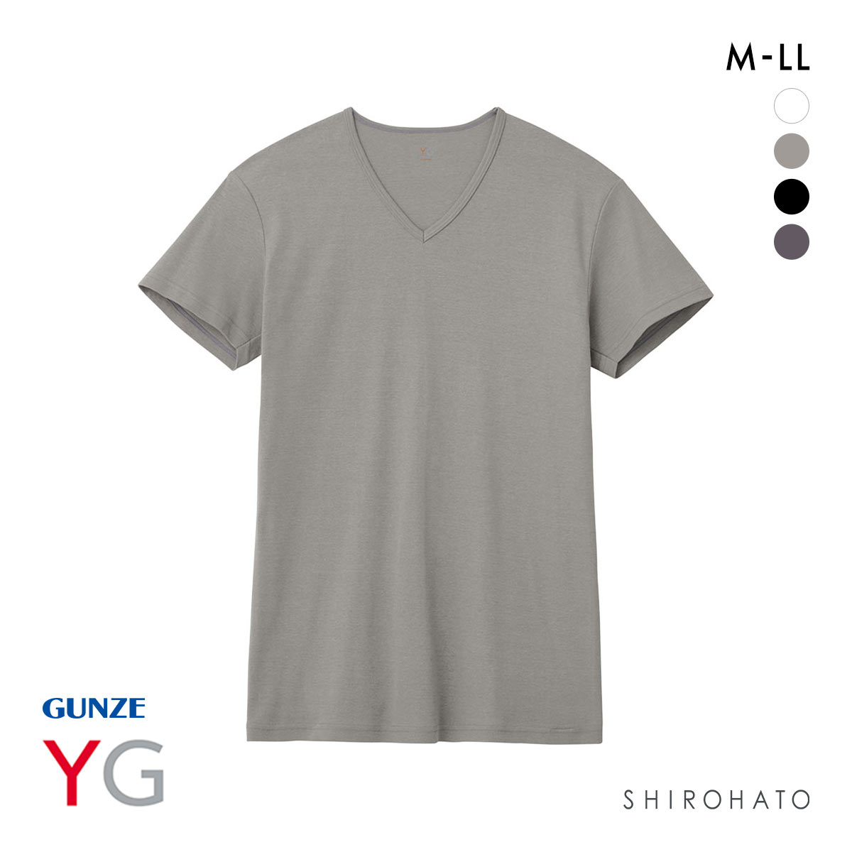 グンゼ GUNZE ワイジー YG ネクストラ NextRA+ WARM∞DEO Vネック Tシャツ メンズ 半袖 綿100％ 発熱綿 抗菌ブロック 吸湿発熱(GY-グレー-M)