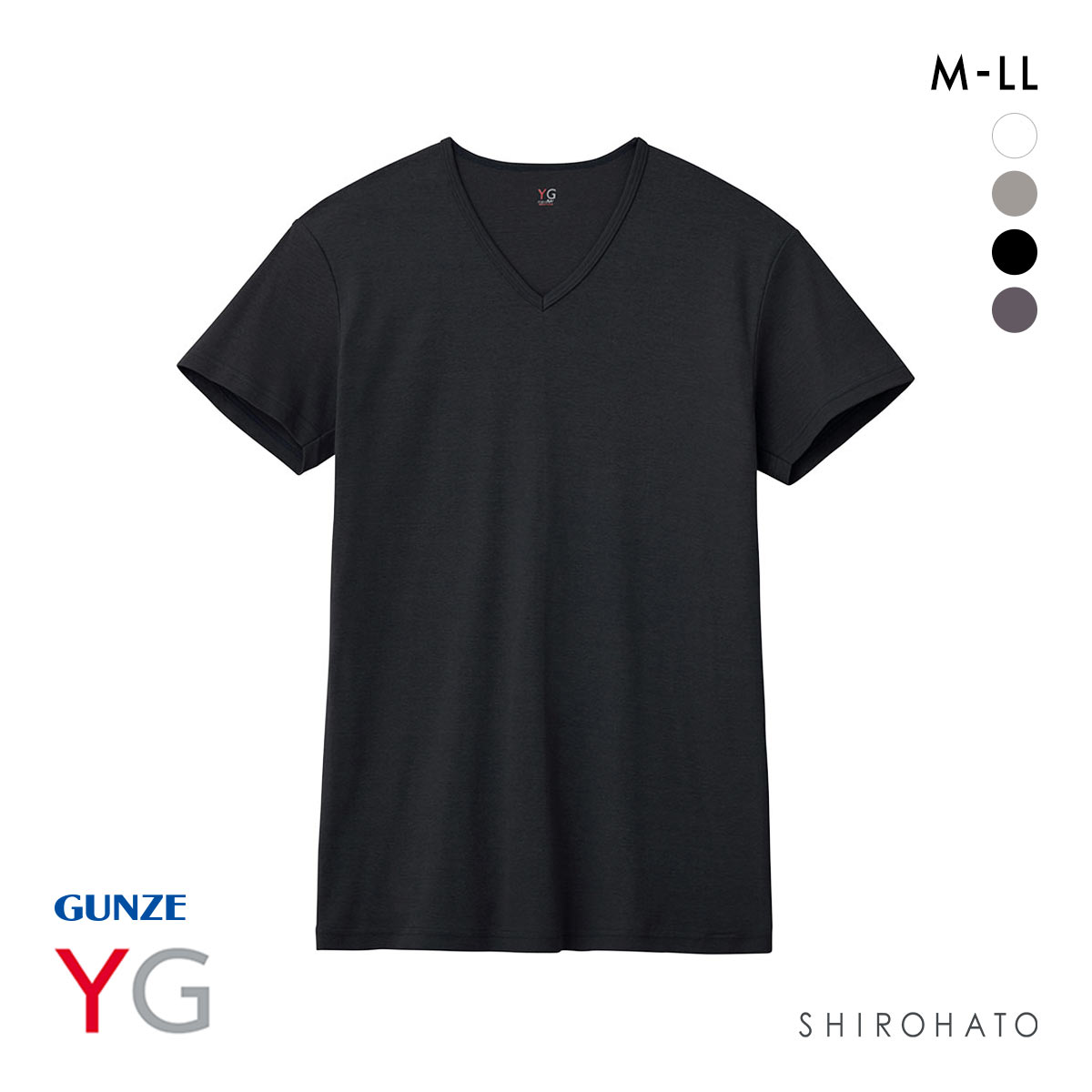 グンゼ GUNZE ワイジー YG ネクストラ NextRA+ WARM∞DEO Vネック Tシャツ メンズ 半袖 綿100％ 発熱綿 抗菌ブロック 吸湿発熱(BK-ブラック-M)