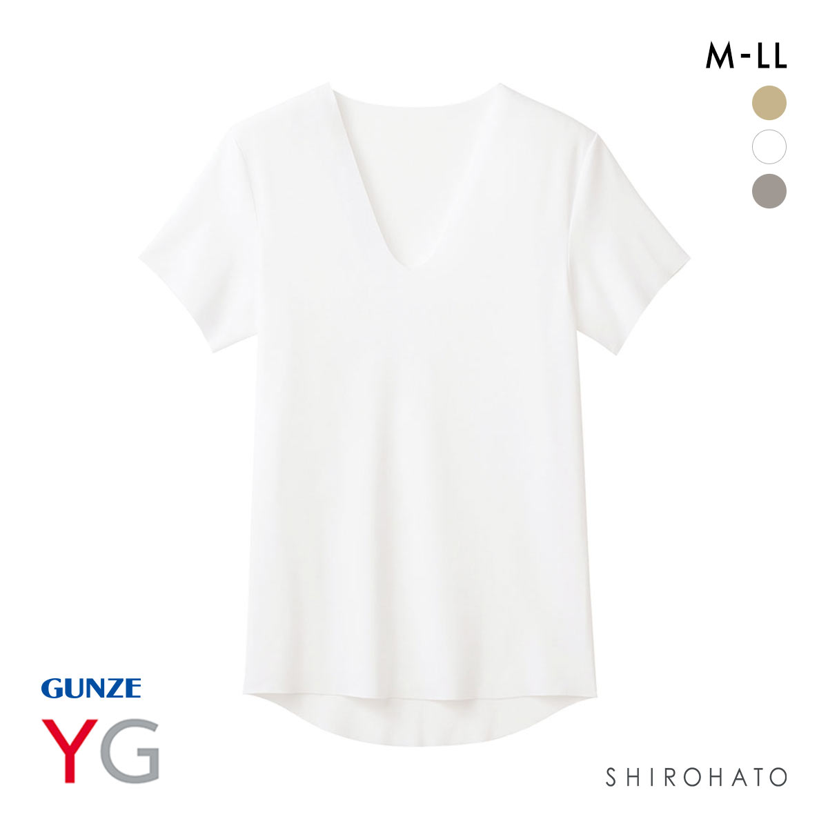 グンゼ GUNZE ワイジー YG ネクストラ NextRA+ カットオフ CUT OFF Vネック 半袖 Tシャツ メンズ 抗菌防臭 日本製(WH-ホワイト-M)