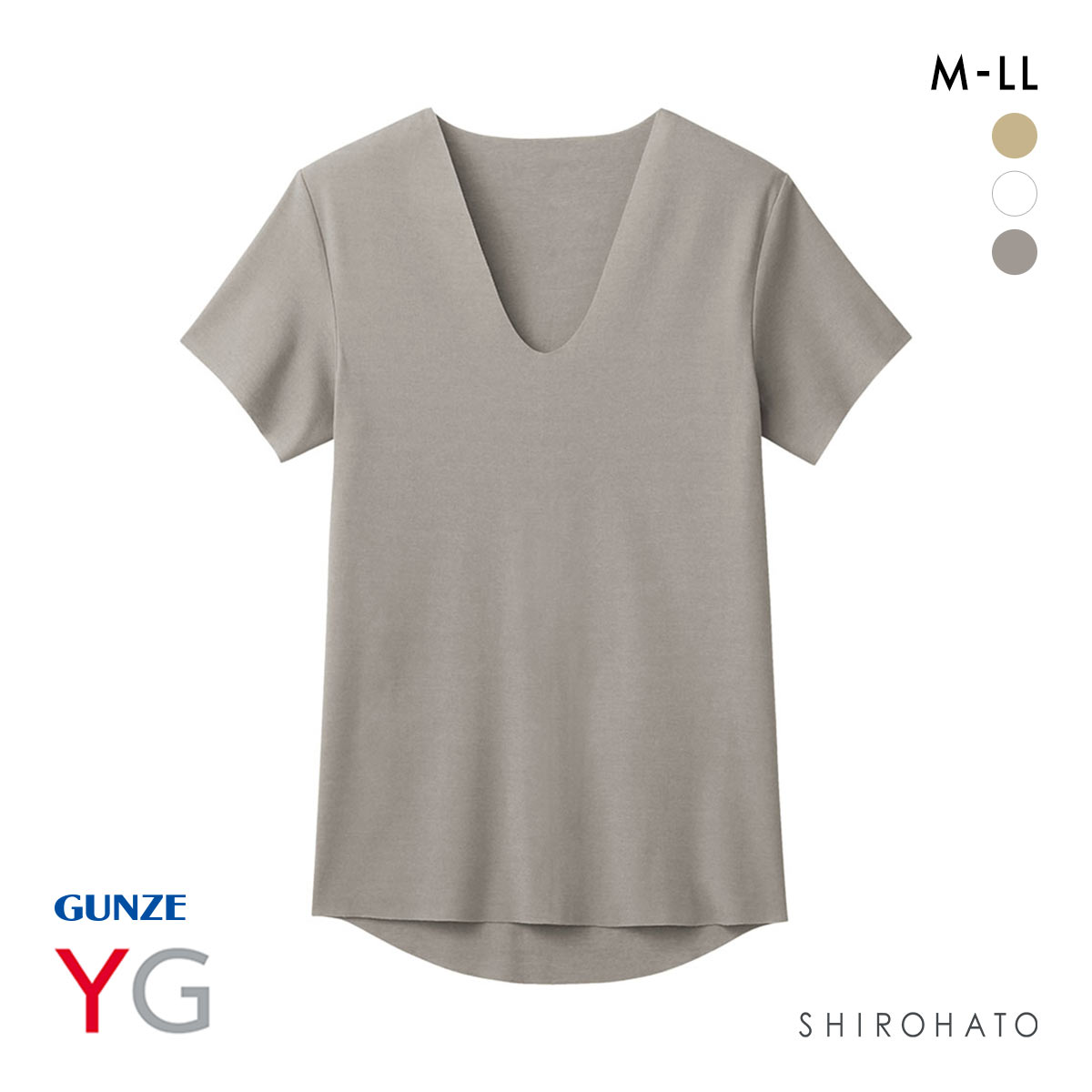 グンゼ GUNZE ワイジー YG ネクストラ NextRA+ カットオフ CUT OFF Vネック 半袖 Tシャツ メンズ 抗菌防臭 日本製(GY-グレー-M)
