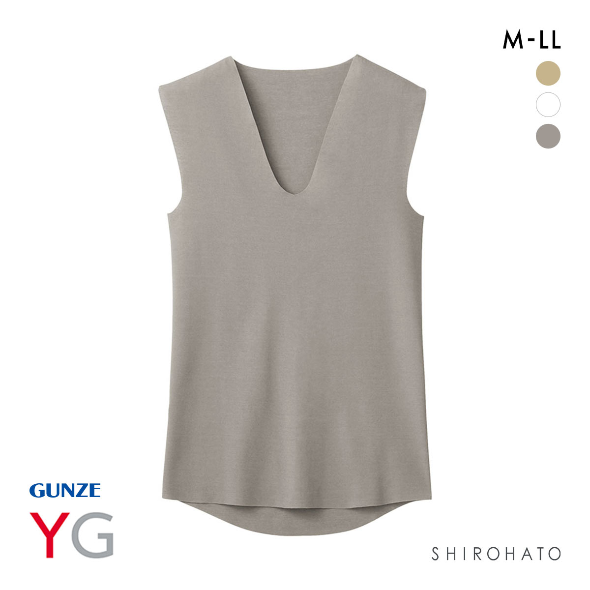 グンゼ GUNZE ワイジー YG ネクストラ NextRA+ カットオフ CUT OFF Vネック スリーブレスシャツ メンズ 抗菌防臭 日本製(GY-グレー-M)