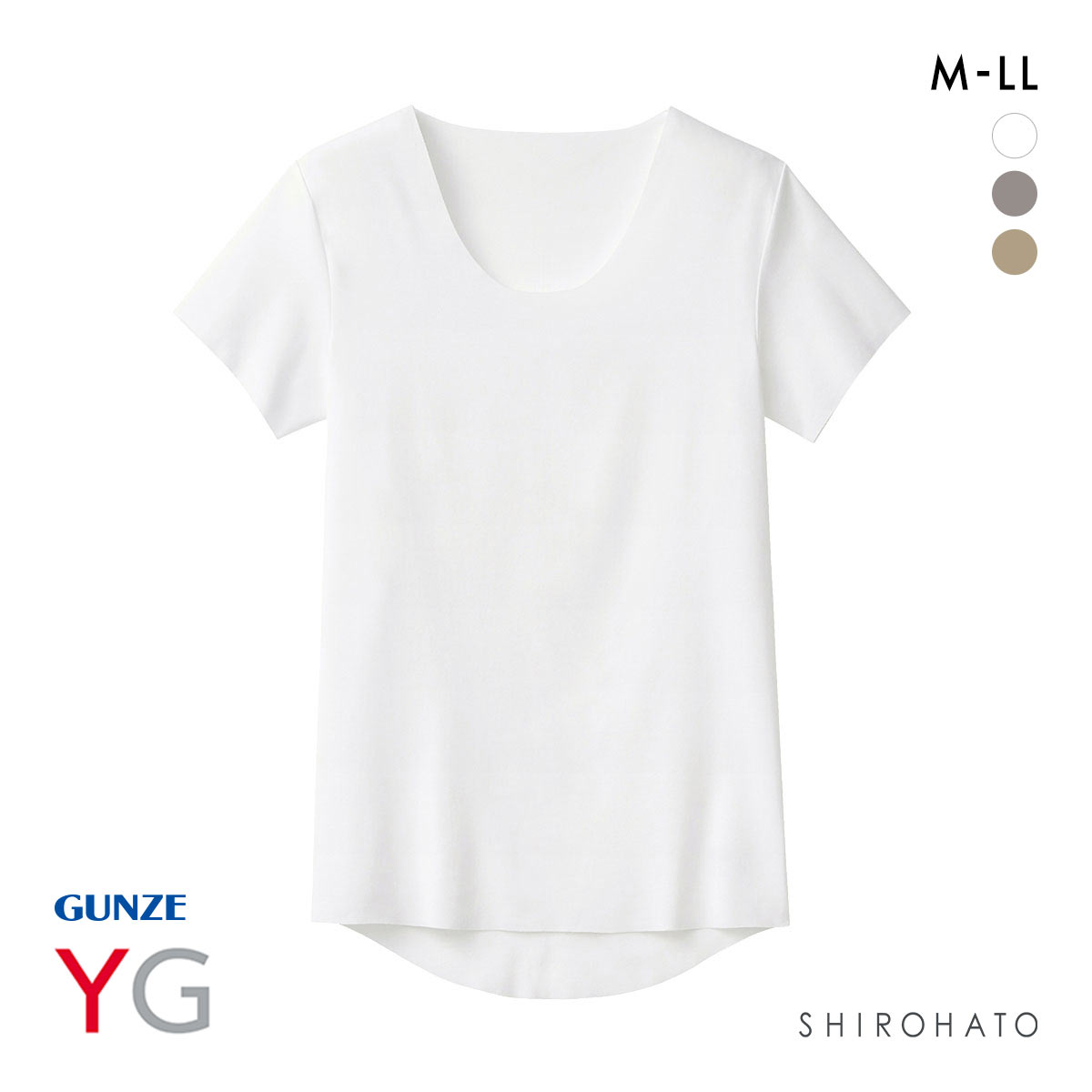 グンゼ ワイジー クルーネックシャツ GUNZE YG(WH-ホワイト-M)