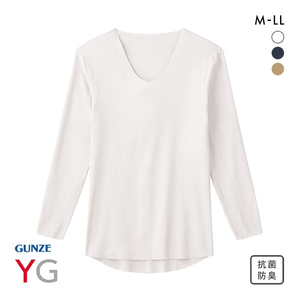 グンゼ GUNZE ワイジー YG ネクストラ NextRA+ WARM∞DEO 切りっぱなし Vネック ロングスリーブ シャツ メンズ