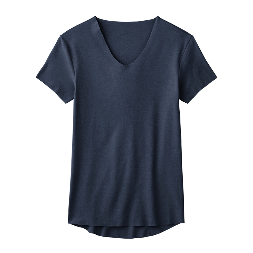 グンゼ GUNZE ワイジー YG ネクストラ NextRA+ WARM∞DEO 切りっぱなし Vネック Tシャツ メンズ 半袖 インナー 発熱綿(NV-ネイビー-M)