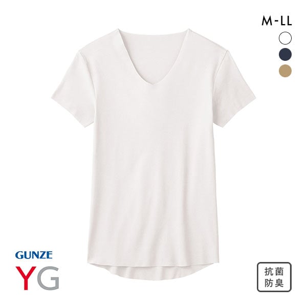 グンゼ GUNZE ワイジー YG ネクストラ NextRA+ WARM∞DEO 切りっぱなし Vネック Tシャツ メンズ 半袖 インナー 発熱綿
