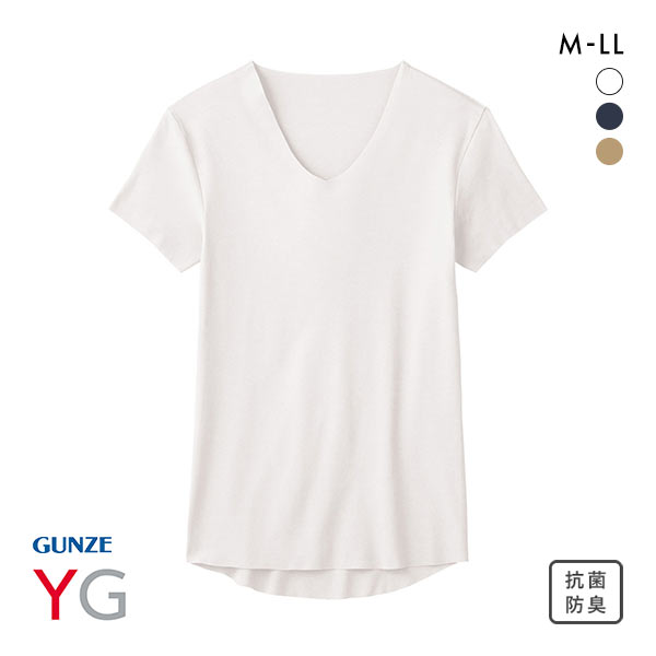 グンゼ GUNZE ワイジー YG ネクストラ NextRA+ WARM∞DEO 切りっぱなし Vネック Tシャツ メンズ 半袖 インナー 発熱綿