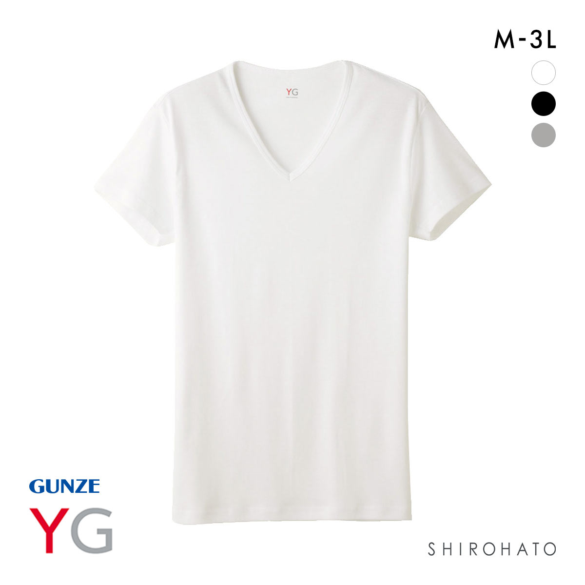 グンゼ GUNZE ワイジー YG コットン100％ Vネック Tシャツ メンズ 定番 ベーシック オールシーズン(WH-ホワイト-M)