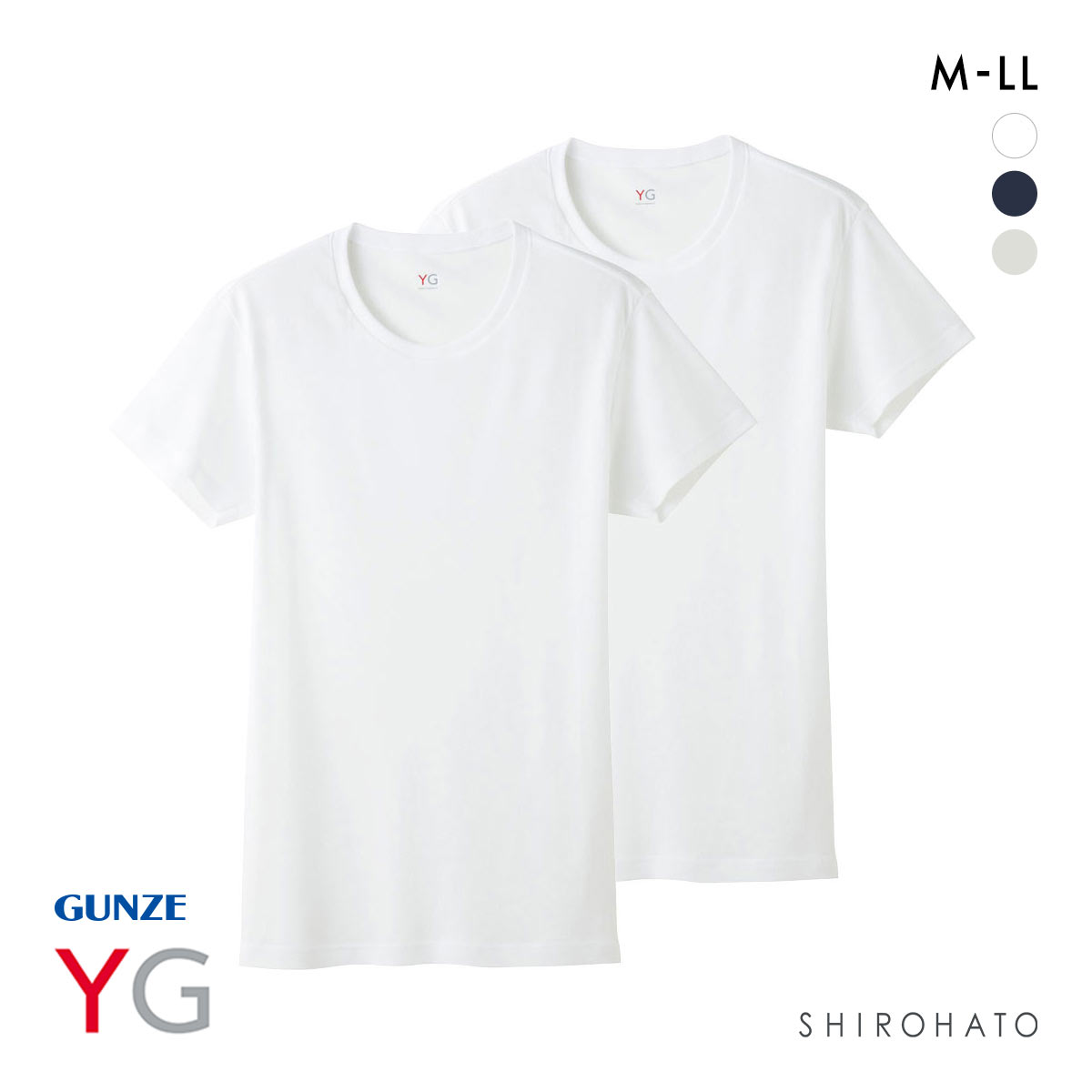グンゼ GUNZE ワイジー YG DRY&DEO インナー Tシャツ クルーネック 2枚組 YV0113A(WH-ホワイト-M)