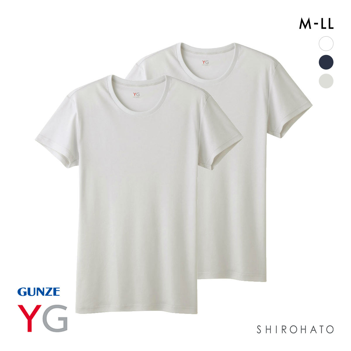 グンゼ GUNZE ワイジー YG DRY&DEO インナー Tシャツ クルーネック 2枚組 YV0113A(LGY-薄グレー-M)
