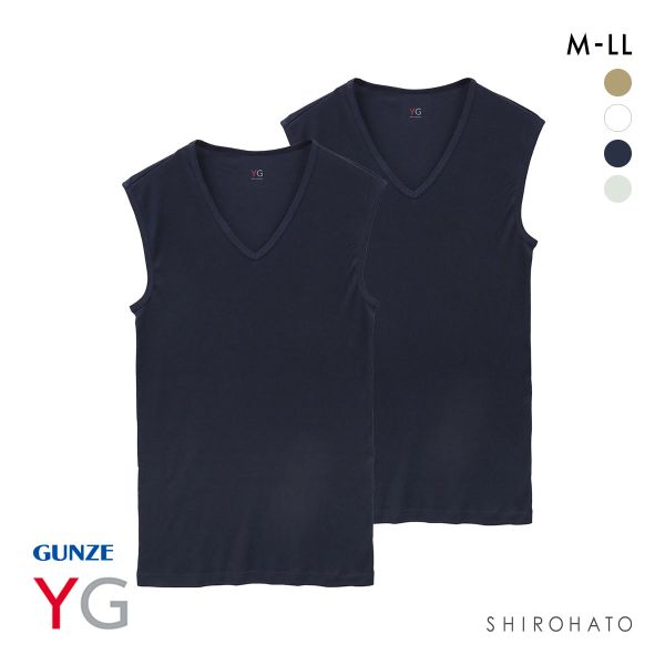 グンゼ GUNZE ワイジー YG DRY&DEO Vネック スリーブレス シャツ メンズ インナー 2枚組 YV0118A