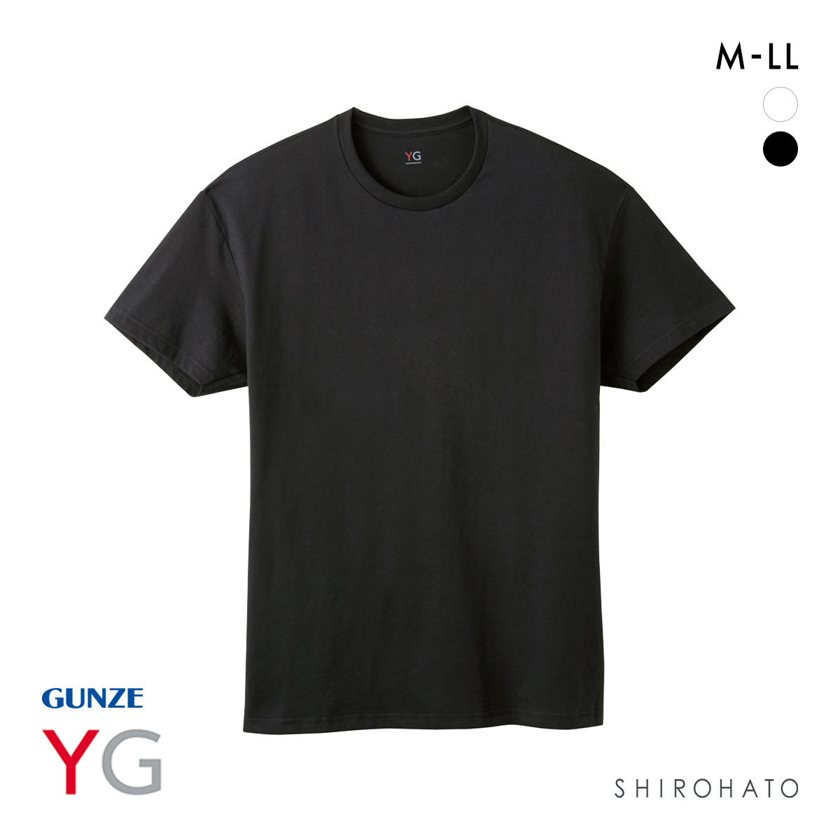 グンゼ GUNZE ワイジー YG 超速吸水 クルーネック Tシャツ メンズ インナー 綿100％(BK-ブラック-M)