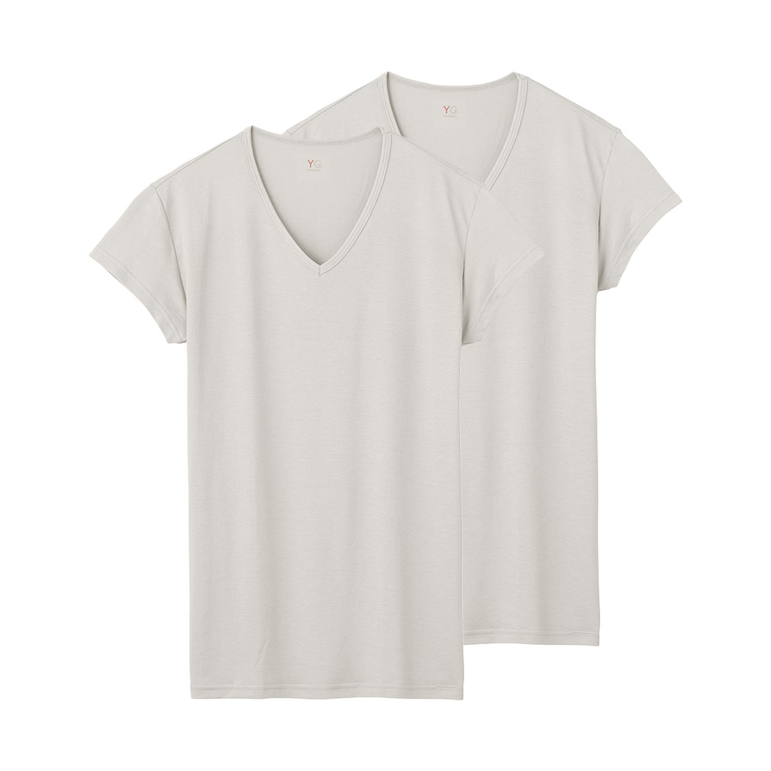 グンゼ GUNZE ワイジー YG DRY&COOL 汗取りパッド付き Vネック Tシャツ 2枚組 メンズ インナー 鹿の子編み 袖丈短め クール(GY-グレー-M)