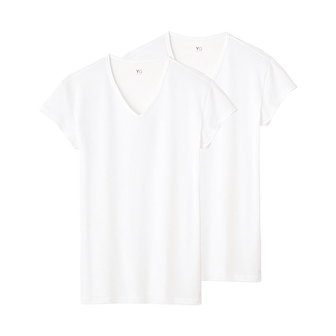 グンゼ GUNZE ワイジー YG DRY&COOL 汗取りパッド付き Vネック Tシャツ 2枚組 メンズ インナー 鹿の子編み 袖丈短め クール(WH-ホワイト-M)