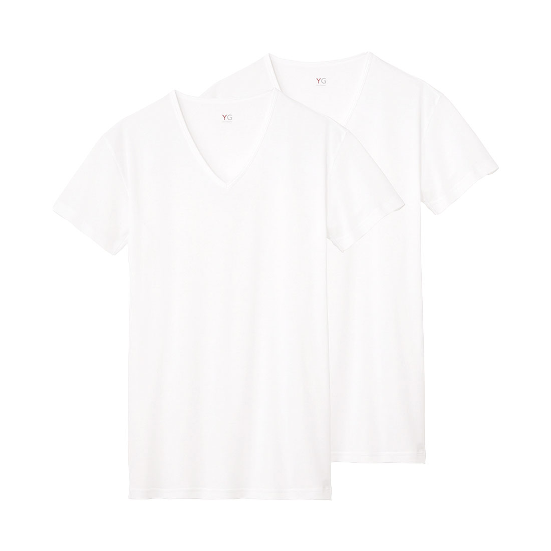 グンゼ GUNZE ワイジー YG DRY&COOL Vネック Tシャツ 2枚組 メンズ インナー 鹿の子編み クール(WH-ホワイト-M)