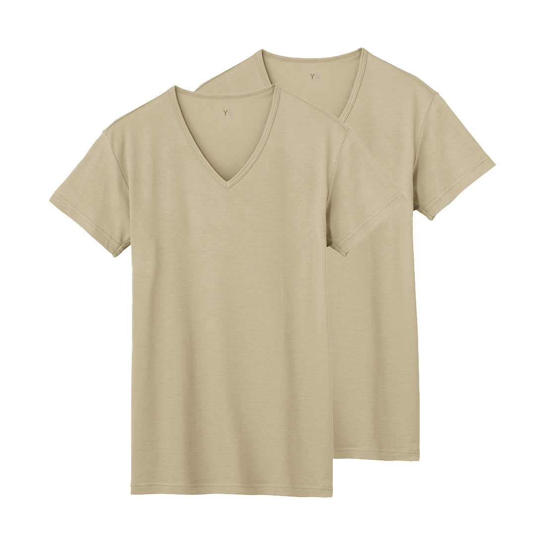 グンゼ GUNZE ワイジー YG DRY&COOL Vネック Tシャツ 2枚組 メンズ インナー 鹿の子編み クール(BE-ベージュ-M)
