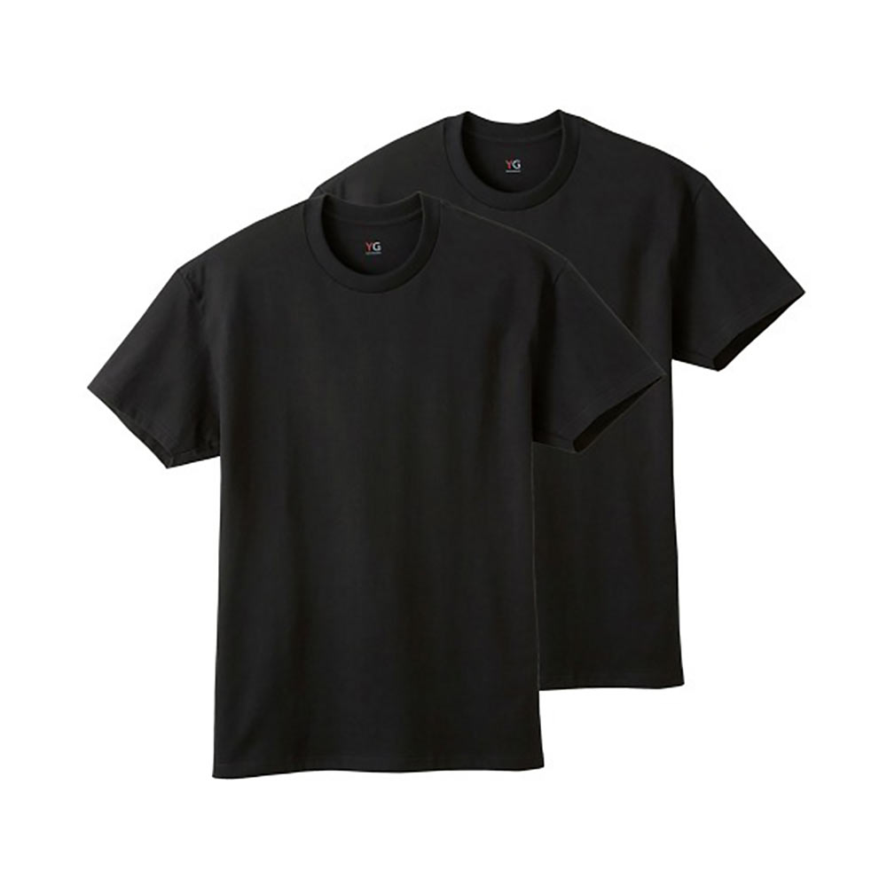 グンゼ GUNZE ワイジー YG コットン100% クルーネック Tシャツ 2枚組 メンズ インナー 天竺(BK-ブラック-M)