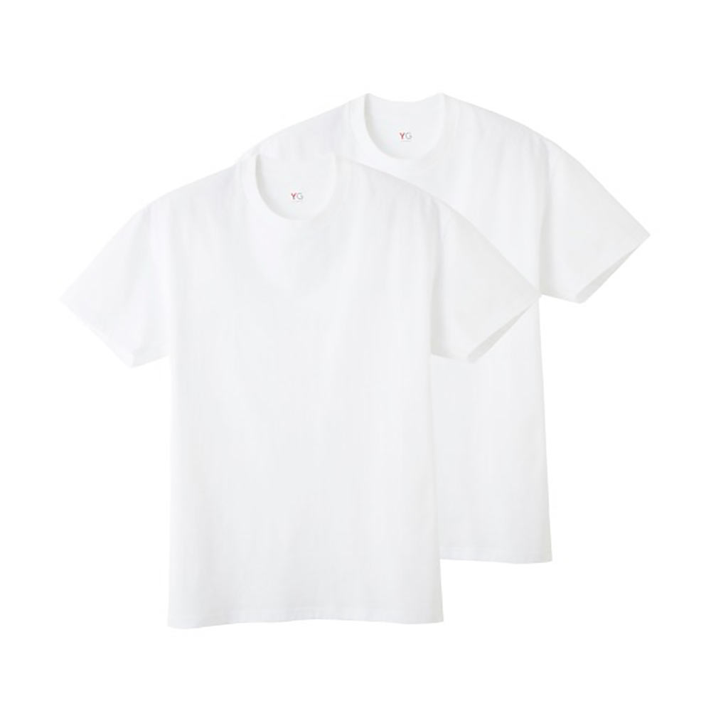 グンゼ GUNZE ワイジー YG コットン100% クルーネック Tシャツ 2枚組 メンズ インナー 天竺(WH-ホワイト-M)