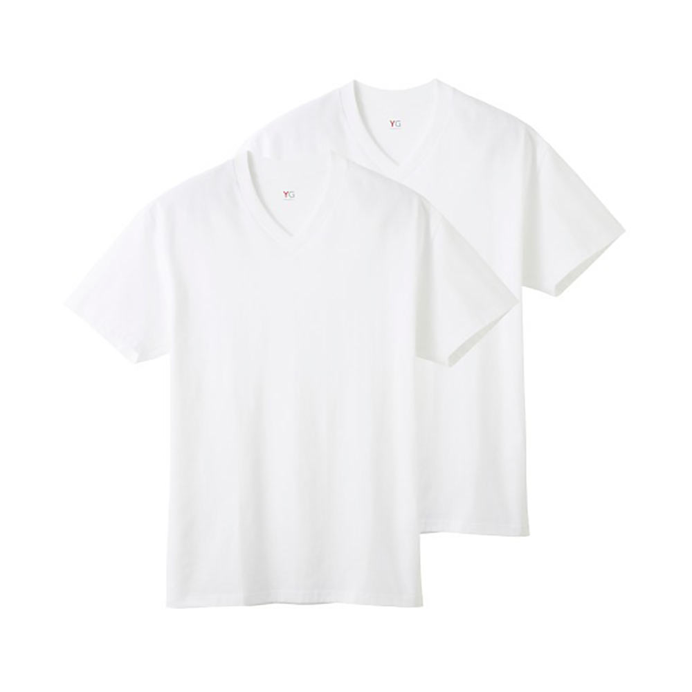 グンゼ GUNZE ワイジー YG コットン100% Vネック Tシャツ 2枚組 メンズ インナー 天竺(WH-ホワイト-M)