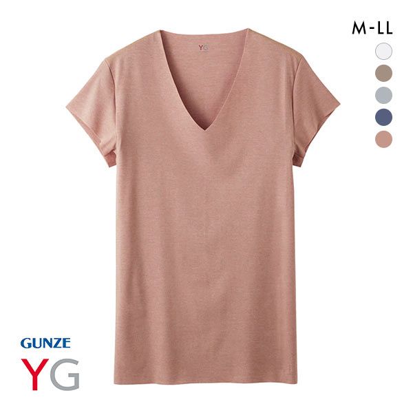 グンゼ GUNZE ワイジー YG カットオフ CUT OFF クールタイプ 脇パッド付 VネックTシャツ 短袖 深Vネック COOL