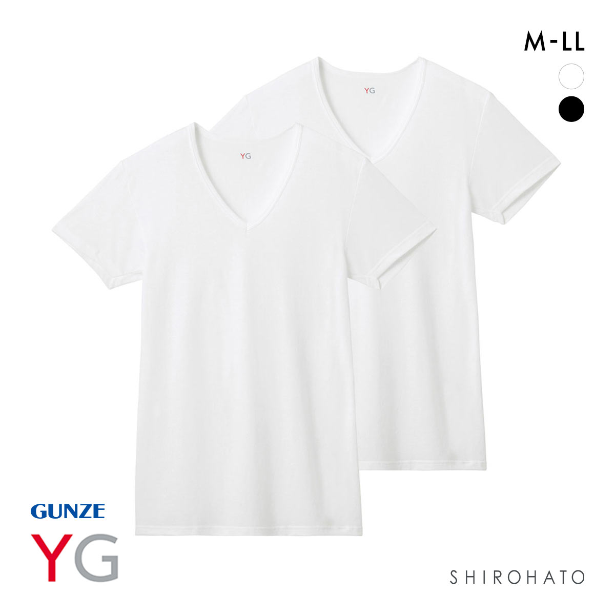 グンゼ YG ドライタッチ 鹿の子 Vネック Tシャツ 2枚セット メンズ インナー クール GUNZE ワイジー(WH-ホワイト-M)