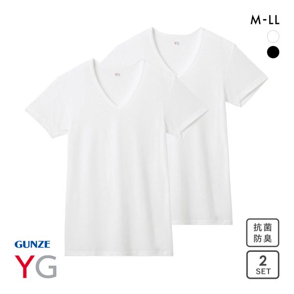 グンゼ YG ドライタッチ 鹿の子 Vネック Tシャツ 2枚セット メンズ インナー クール GUNZE ワイジー