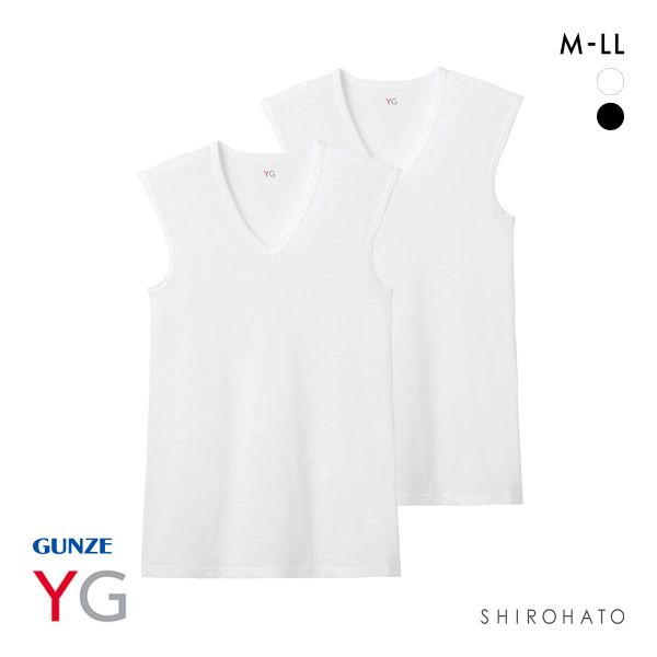グンゼ YG ドライタッチ 鹿の子 Vネック スリーブレス シャツ 2枚セット メンズ インナー クール 大きいサイズ GUNZE ワイジー