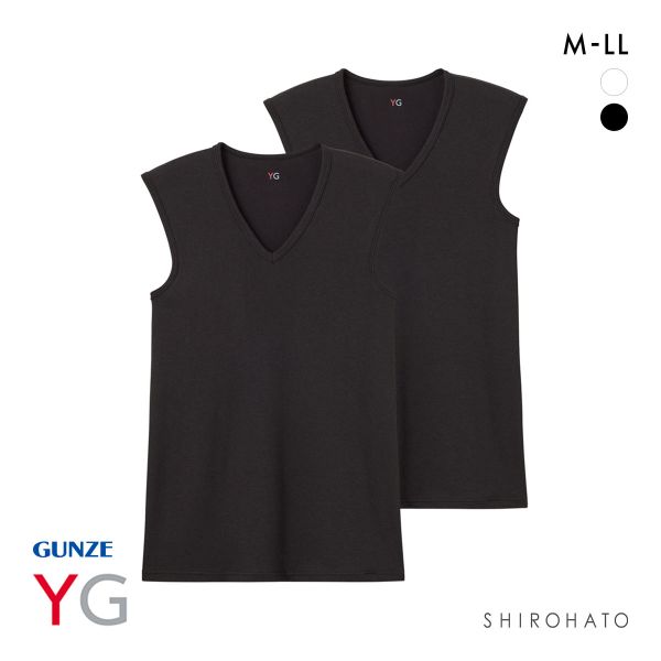 グンゼ YG ドライタッチ 鹿の子 Vネック スリーブレス シャツ 2枚セット メンズ インナー クール 大きいサイズ GUNZE ワイジー