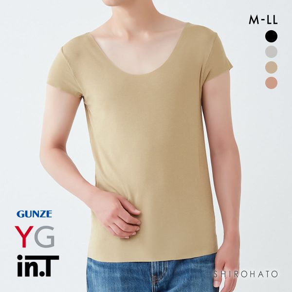 グンゼ GUNZE ワイジー YG インティー in.T 半袖 Tシャツ カットオフ 脇パッド付 後ろ丈長め クルーネック ボートネック対応