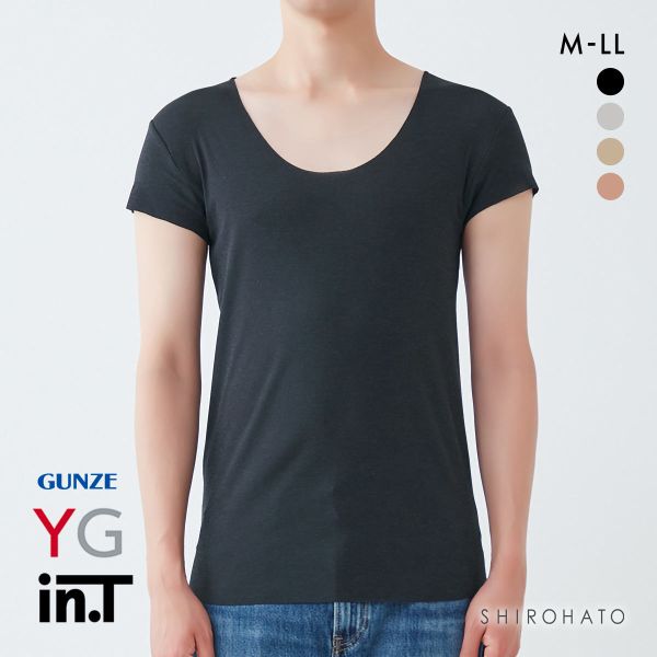 グンゼ GUNZE ワイジー YG インティー in.T 半袖 Tシャツ カットオフ クルーネック 後ろ丈長め 脇パッド付き