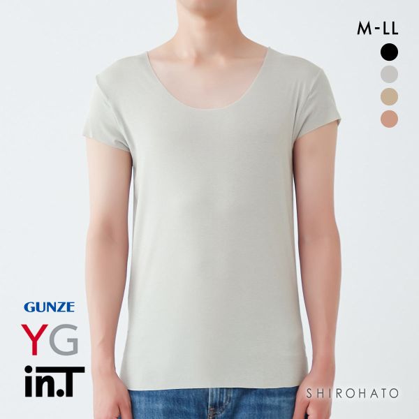グンゼ GUNZE ワイジー YG インティー in.T 半袖 Tシャツ カットオフ クルーネック 後ろ丈長め 脇パッド付き