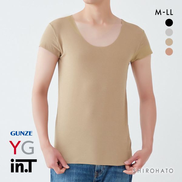 グンゼ GUNZE ワイジー YG インティー in.T 半袖 Tシャツ カットオフ クルーネック 後ろ丈長め 脇パッド付き
