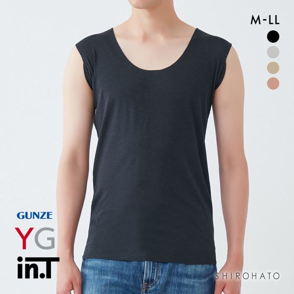 グンゼ GUNZE ワイジー YG インティー in.T タンクトップ 脇汗対策 クルーネック 後ろ丈長め 脇パッド付き