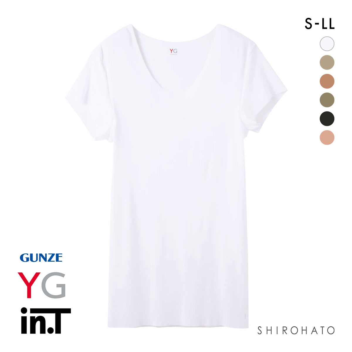 グンゼ GUNZE ワイジー YG カットオフ インティー in.T クルーネック 半袖 Tシャツ インナー 脇汗 汗取りパッド付き メンズ(WH-ホワイト-S)